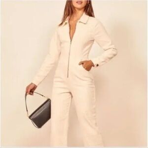 Reformation Aaron corduroy jumpsuit in bone Size 8